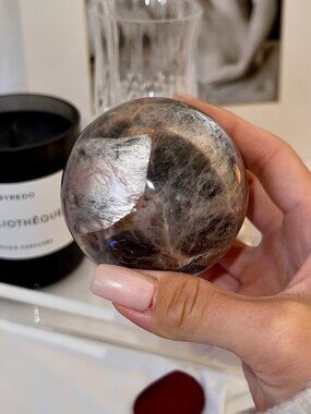 Black Moonstone Sphere | New Beginnings, Protection Crystal Ball